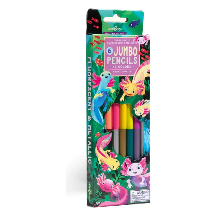 Axolotl 6 Jumbo Pencils Double-Sided