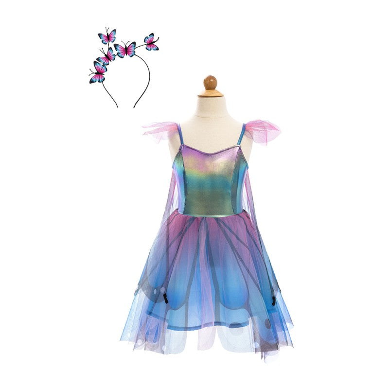 Blue Butterfly Twirl Dress with Wings & Headband SIze 5-6