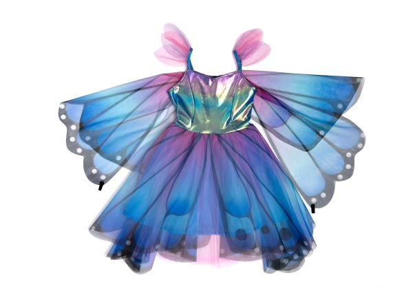 Blue Butterfly Twirl Dress with Wings & Headband SIze 5-6