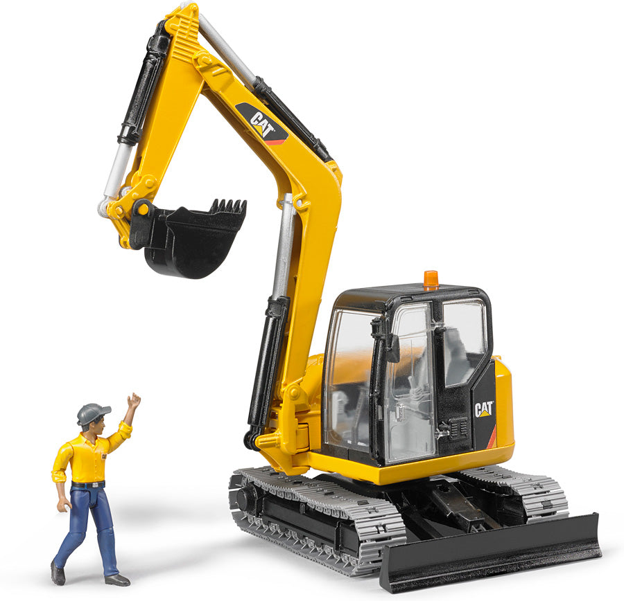 CAT Mini Excavator with Worker