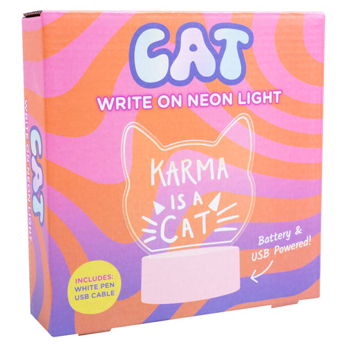 Cat Write On Acrylic Neon Light