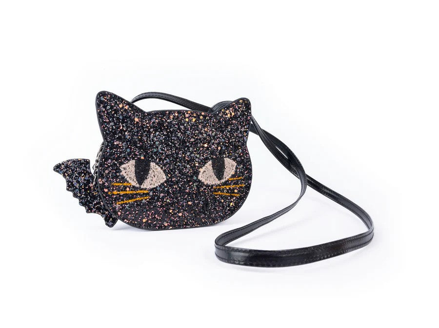 Cat's Meow Black Chunky Glitter Kitty Purse