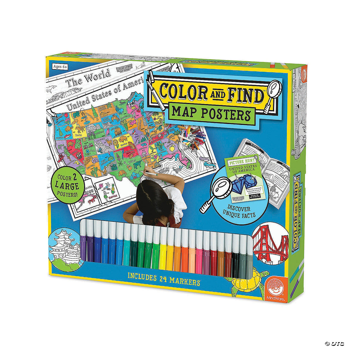 Color & Find Map Posters: USA and World