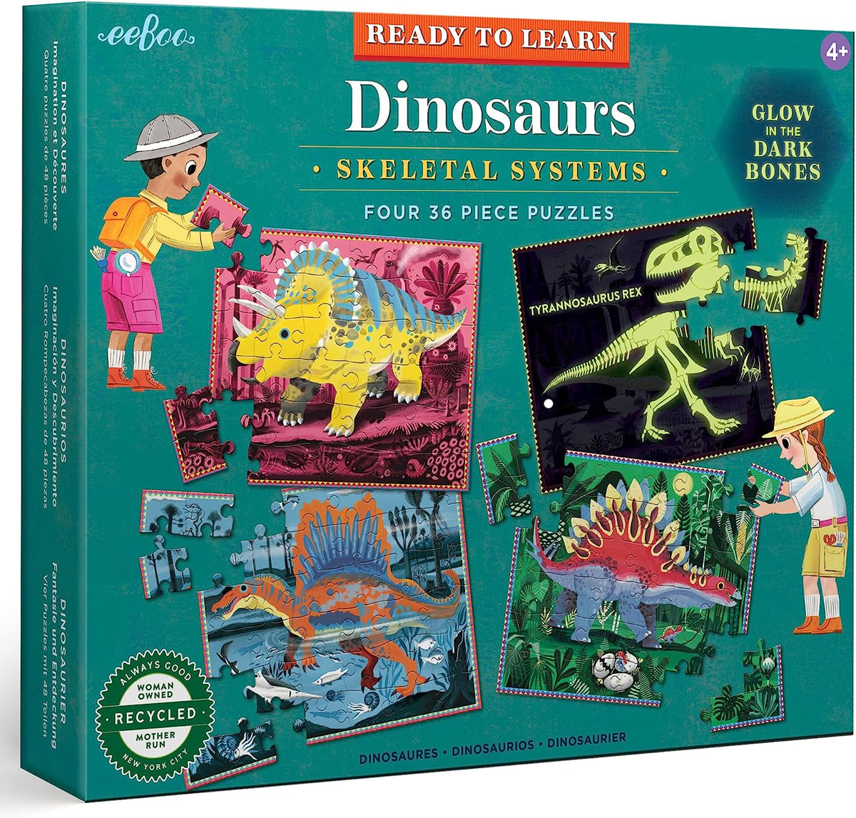 Dinosaurs Skeletal Systems - Four 36 Piece Puzzles
