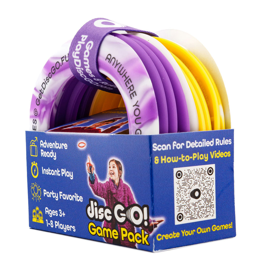 Disc Go! Mini Travel Disc Game – Yellow, White, & Purple