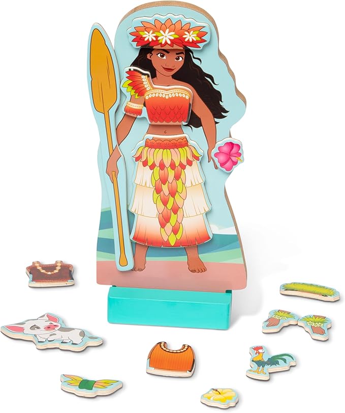 Disney Princess Moana Magnetic Dress-Up Wooden Doll
