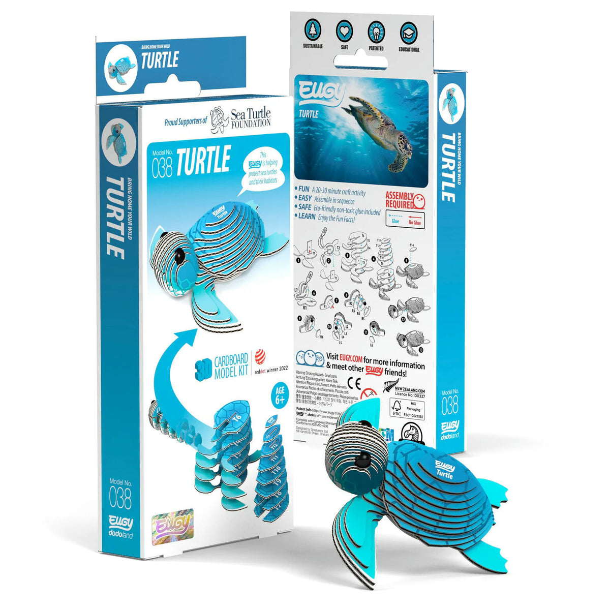 Eugy Sea Turtle 3D Cardboard Model Kit
