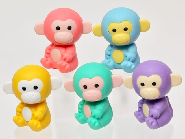 Five Monkeys Eraser Set