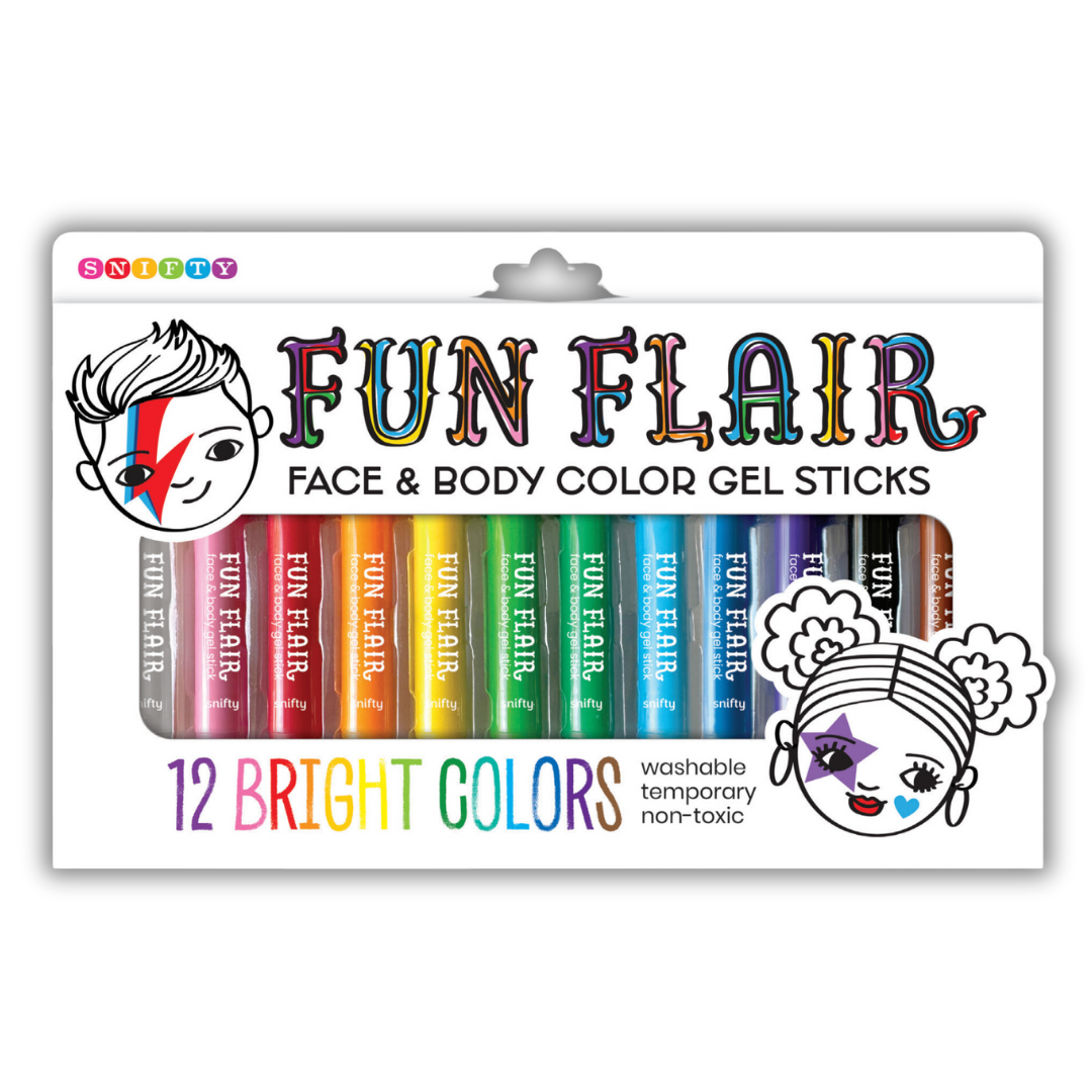 Fun Flair Face & Body Color Gel Sticks - 12 colors