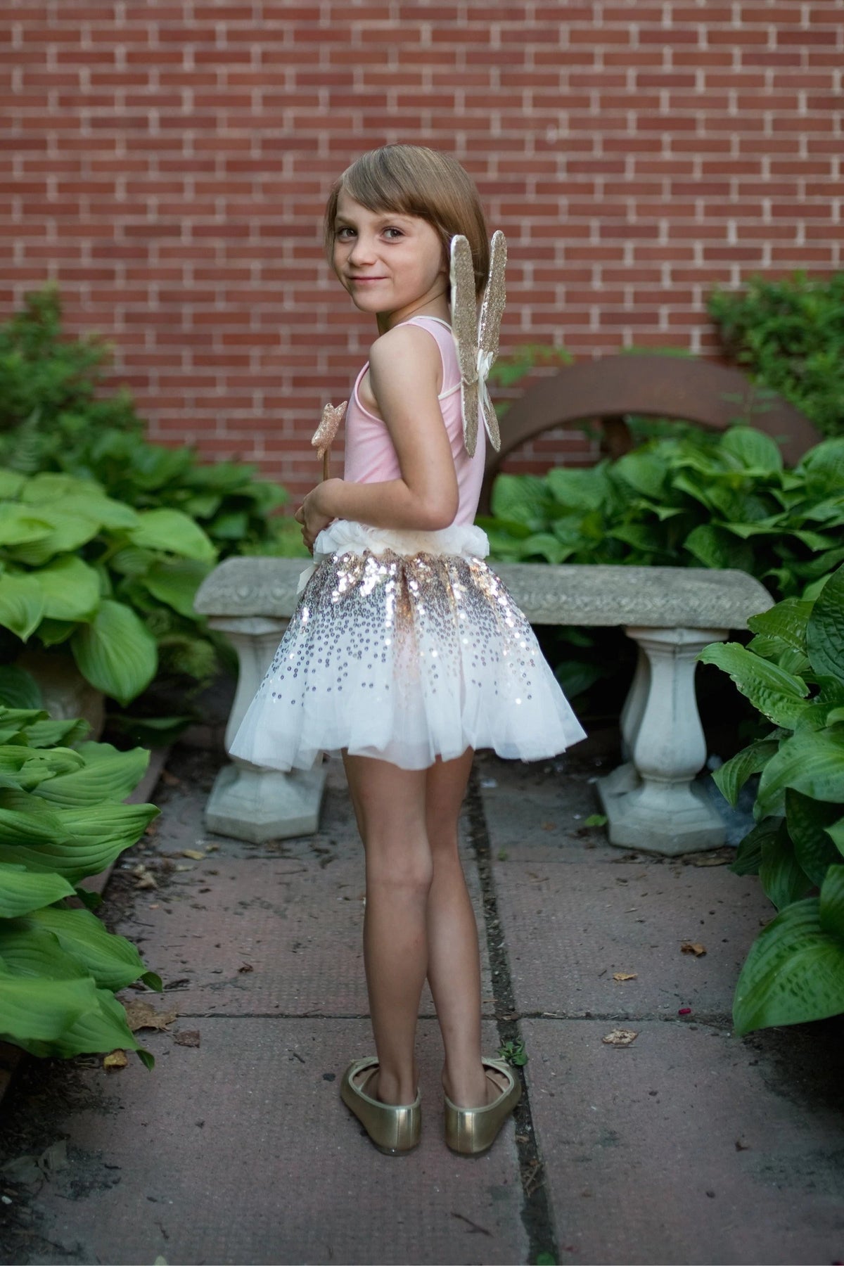 Gracious Gold Sequin Skirt Set Size 4-6