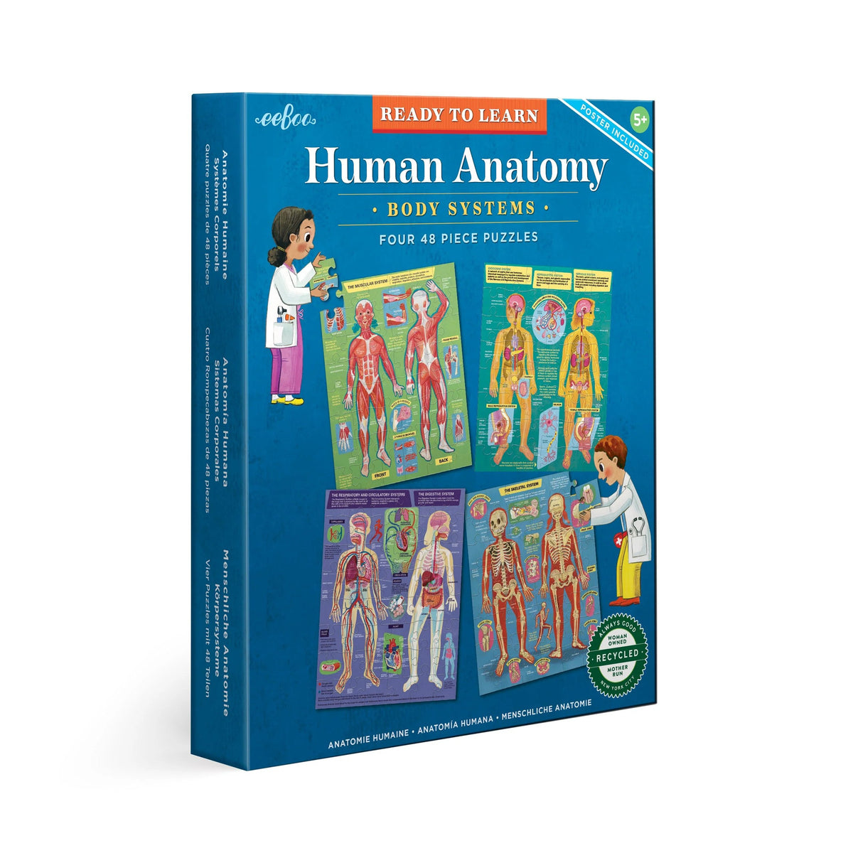 Human Anatomy Body Systems - Four 48 Piece Puzzles