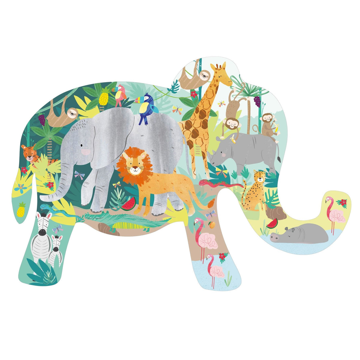 Jungle Animal Shape 40pc Puzzle
