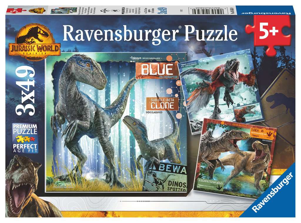 Jurassic World: Dominion 3x49pc Puzzle Pack