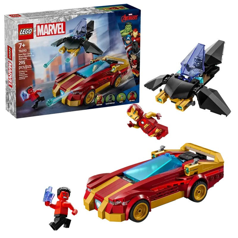 LEGO Marvel Iron Man Car & Black Panther vs. Red Hulk