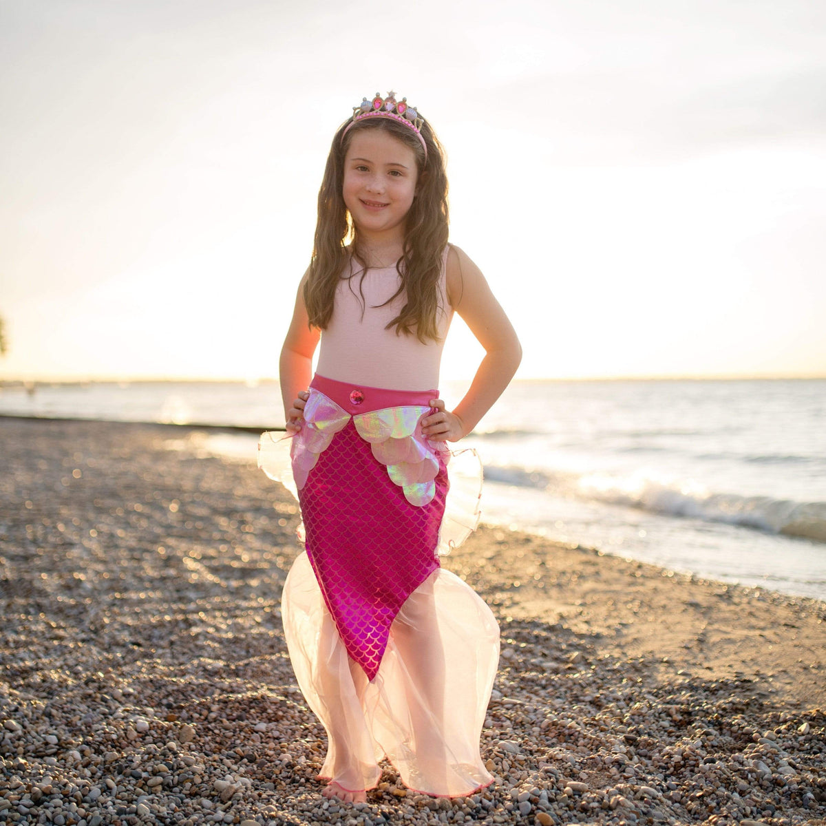 Mermaid Glimmer Pink Skirt w/ Tiara 5/6