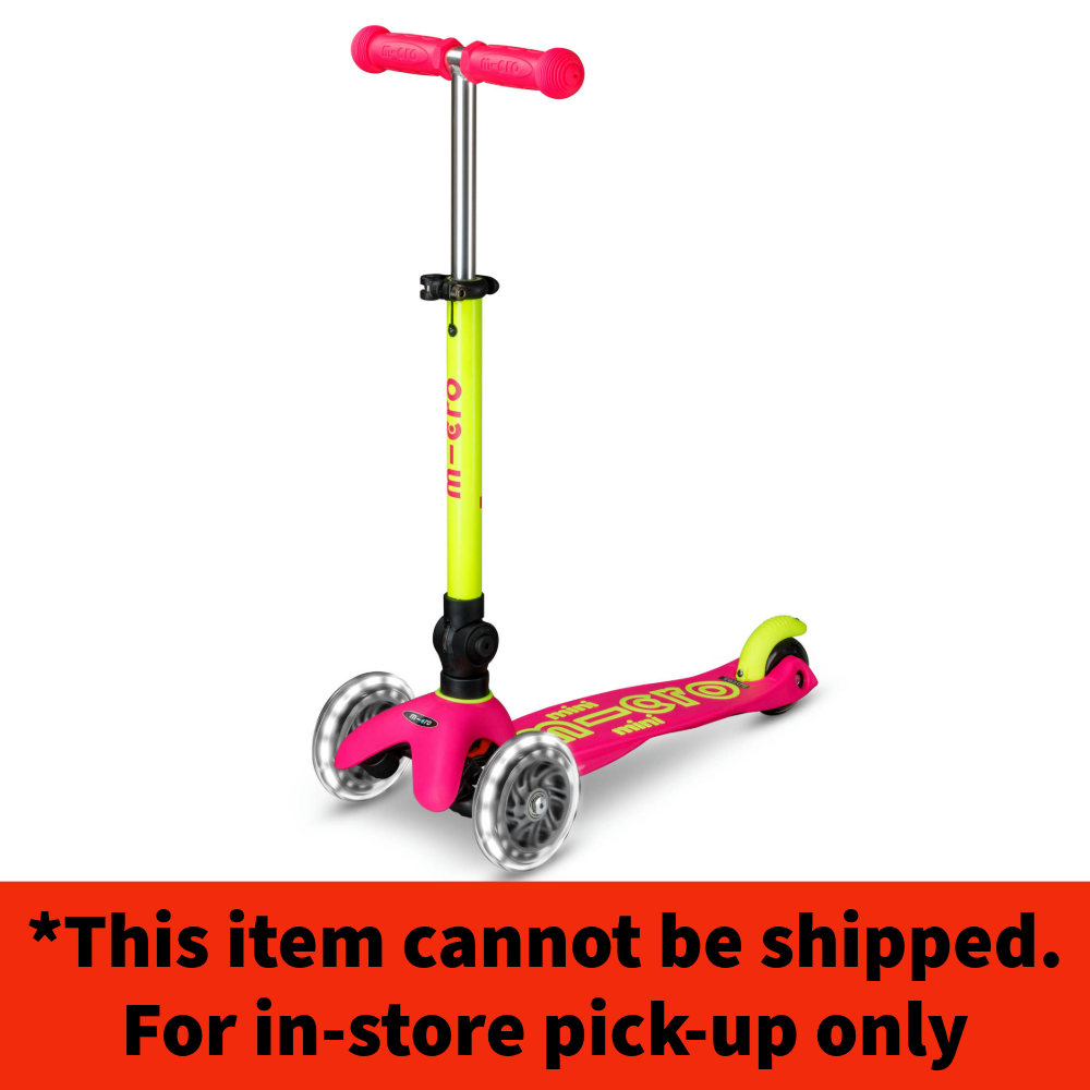 Neon LED Mini Deluxe Foldable Scooter - Pink/Yellow