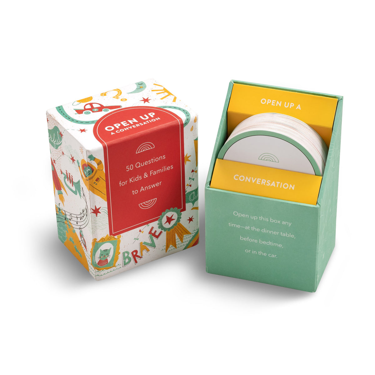 Open Up A Conversation Cards: 50 Questions for Kids and Families to Answer