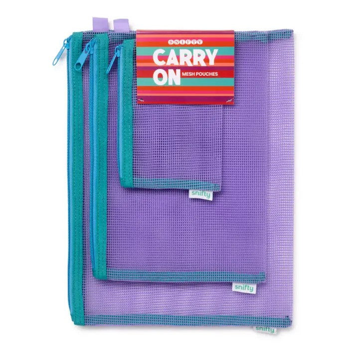 Periwinkle Carry On Mesh Pouch Set