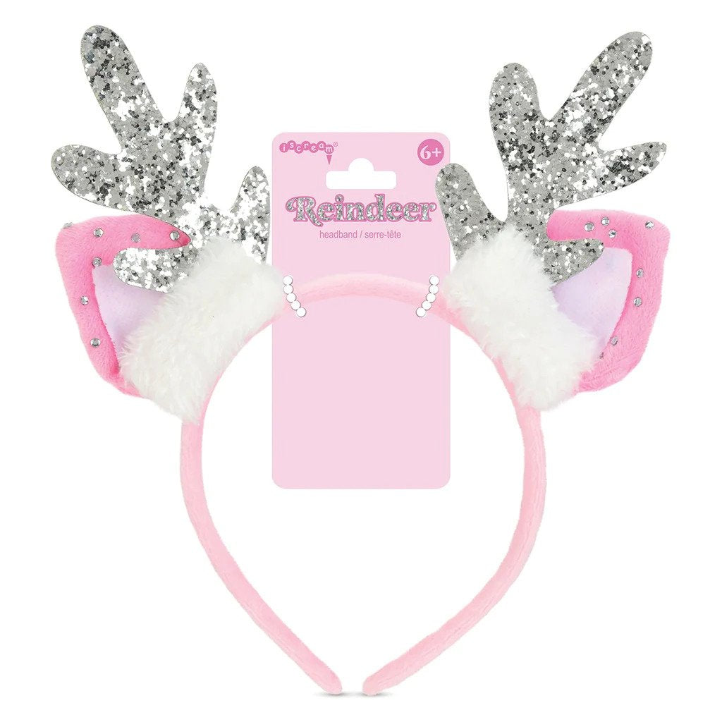 Pink Sparkle Reindeer Headband