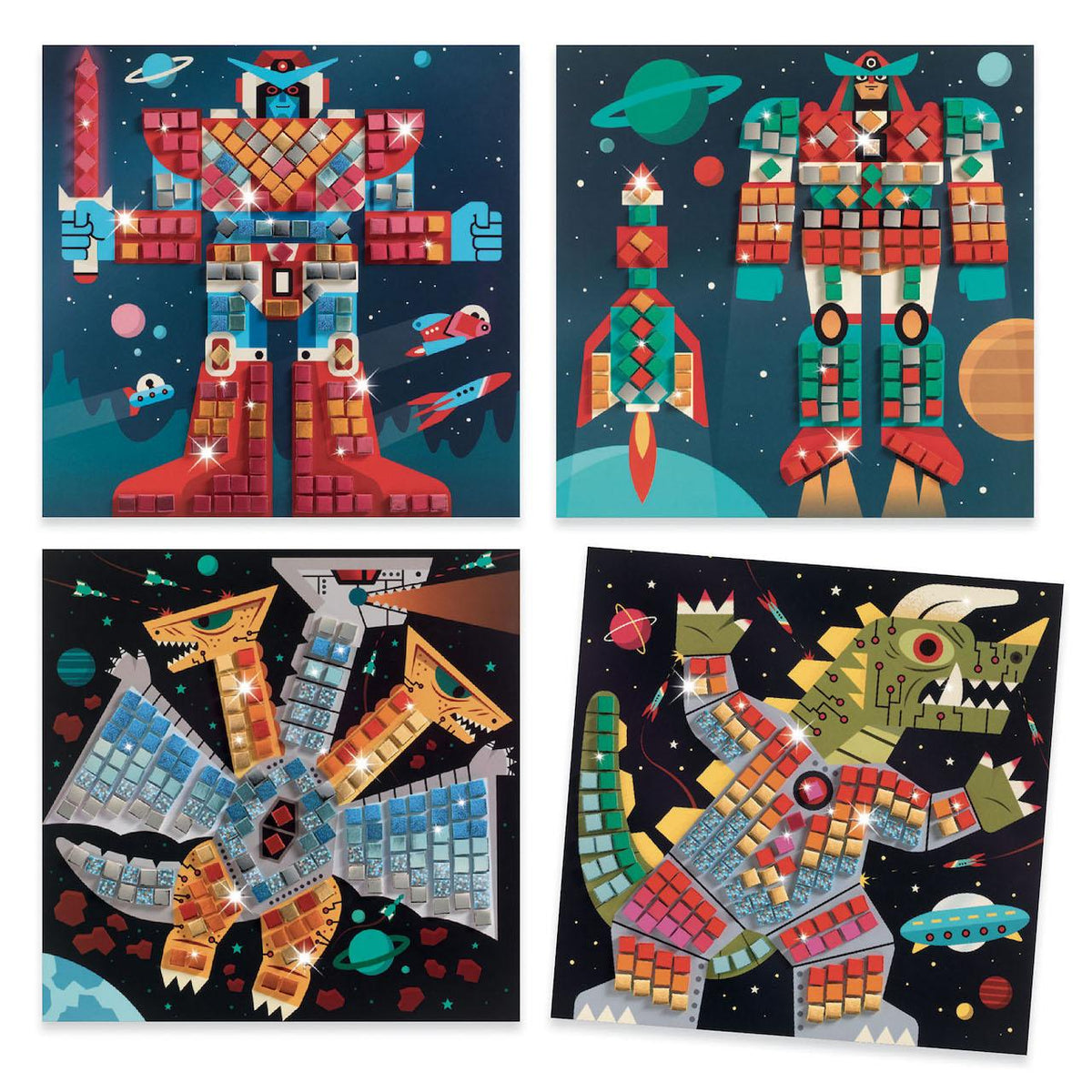 Robot Space Sticker Mosaic