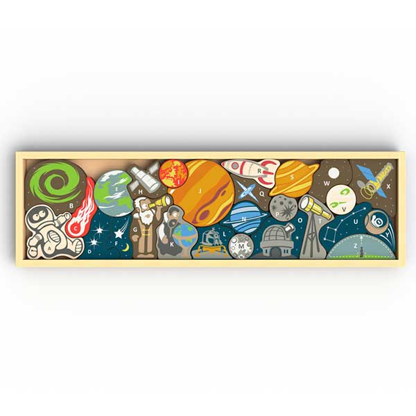 Space A to Z Wooden Puzzle & Playset