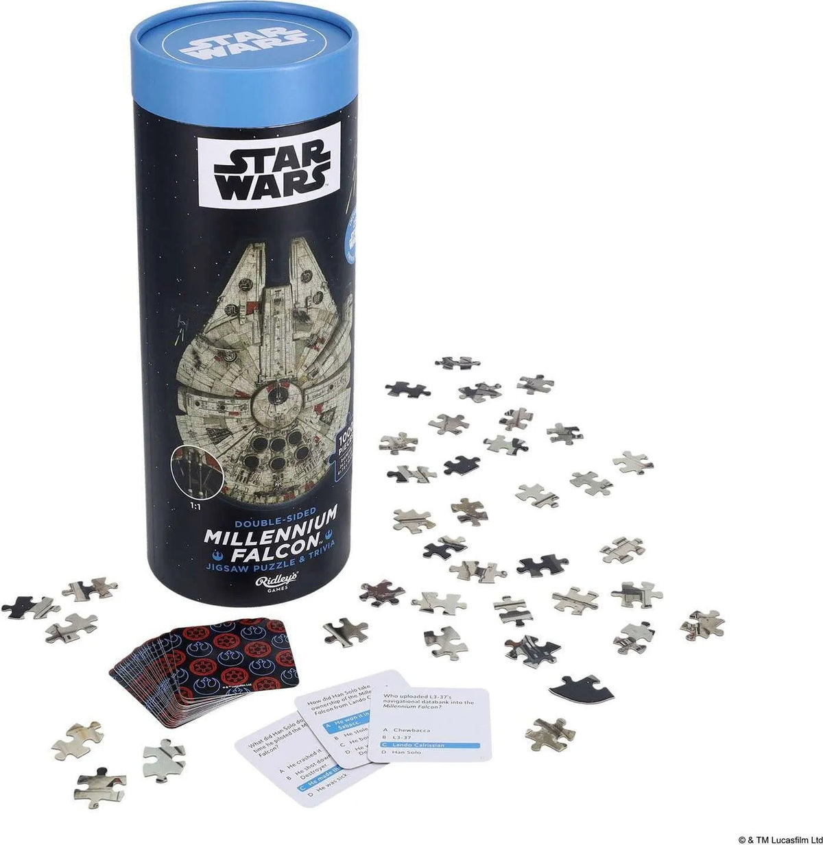Star Wars Double-Sided Millennium Falcon 1000pc Jigsaw Puzzle & Trivia