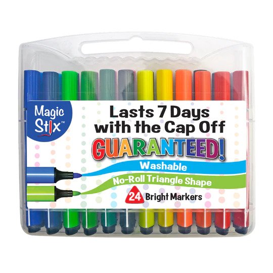 Triangular Magic Stix Washable Markers, 24 Pack