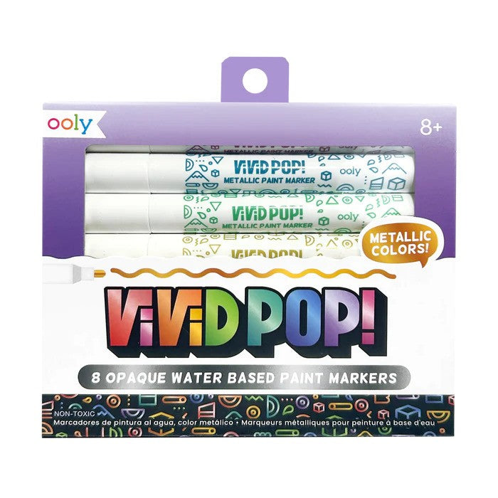 Vivid Pop! 8 Water Based Paint Markers - Metallic